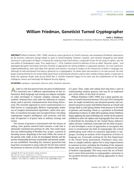 William Friedman, Geneticist Turned Cryptographer