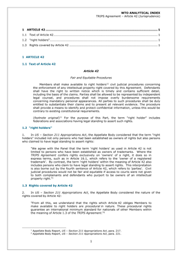 WTO ANALYTICAL INDEX TRIPS Agreement – Article 42 (Jurisprudence)