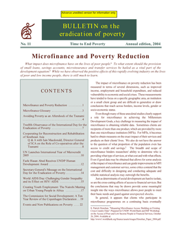 Microfinance and Poverty Reduction