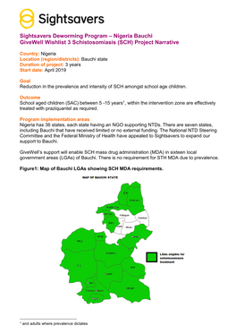 Sightsavers Deworming Program – Nigeria Bauchi Givewell Wishlist 3 Schistosomiasis (SCH) Project Narrative