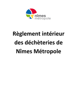 Règlement Intérieur Des Déchèteries De Nîmes Métropole