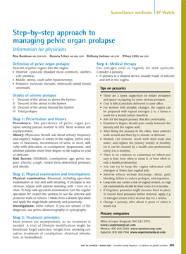 Step-By-Step Approach to Managing Pelvic Organ Prolapse Information for Physicians