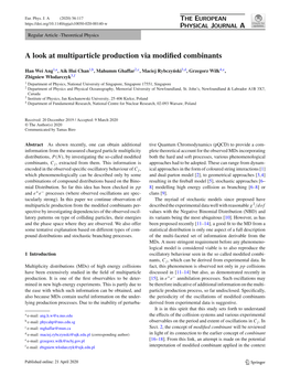 A Look at Multiparticle Production Via Modified Combinants