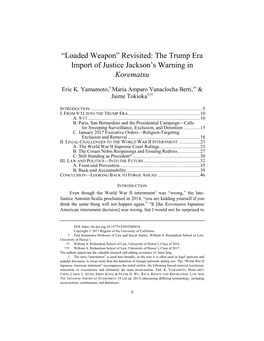 Â•Œloaded Weaponâ•Š Revisited: the Trump Era Import of Justice