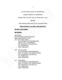 1 in the High Court of Karnataka Circuit Bench At