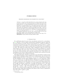 FUSIBLE RINGS 1. Introduction It Is Well-Known That the Sum of Two Zero