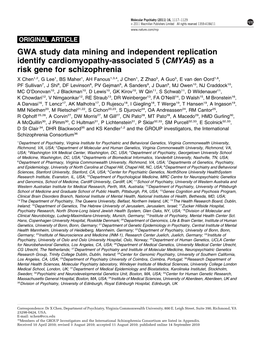 As a Risk Gene for Schizophrenia X Chen Et Al