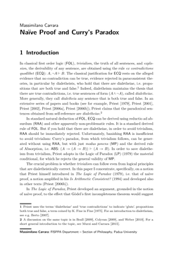 Naïve Proof and Curry's Paradox