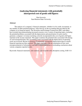 Analyzing Financial Statements with Potentially Misreported Cost of Goods Sold Figures