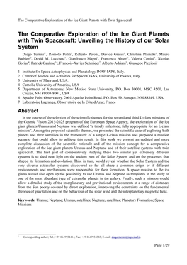 The Comparative Exploration of the Ice Giant Planets with Twin Spacecraft