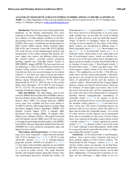 Analysis Ofcryokarstic Surfacepatterns on Debris