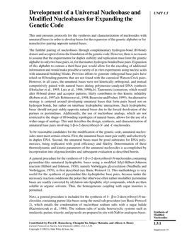 Development of a Universal Nucleobase and Modified