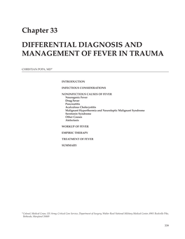 Chapter 33 Differential Diagnosis and Management of Fever in Trauma