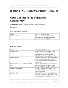 Class Conflict in the Union and Confederacy | May 2018