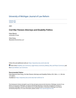 Civil War Pension Attorneys and Disability Politics