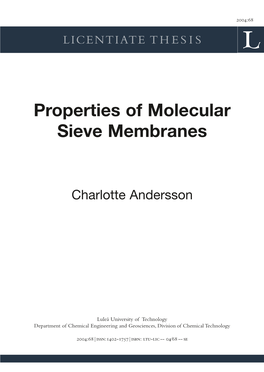 Properties of Molecular Sieve Membranes