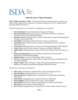 ISDA Re-Elects 12 Board Members