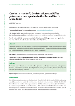 Centaura Vandasii, Genista Pilosa and Ribes Petraeum – New Species in the Flora of North Macedonia