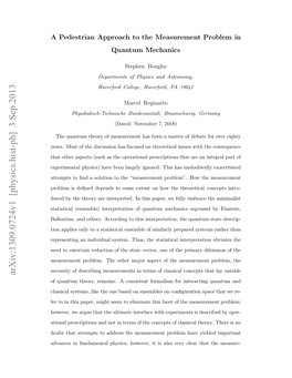 A Pedestrian Approach to the Measurement Problem in Quantum