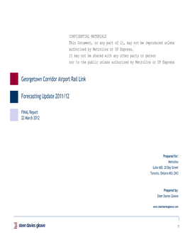 Georgetown Corridor Airport Rail Link Forecasting Update