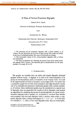 A Class of Vertex-Transitive Digraphs the Graphs We Consider