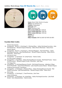 Ashley Hutchings Son of Morris on Mp3, Flac, Wma