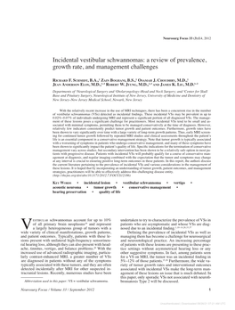 Incidental Vestibular Schwannomas: a Review of Prevalence, Growth Rate, and Management Challenges