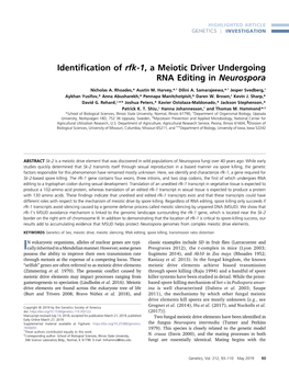 Identification of Rfk-1, a Meiotic Driver Undergoing RNA Editing in Neurospora