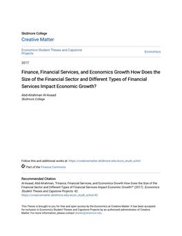 Finance, Financial Services, and Economics Growth How Does the Size of the Financial Sector and Different Types of Financial Services Impact Economic Growth?