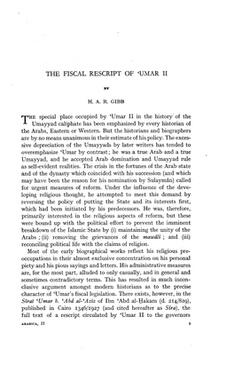 The Fiscal Rescript of 'Umar Ii