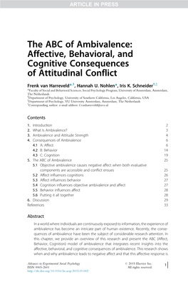 The ABC of Ambivalence: Affective, Behavioral, and Cognitive Consequences of Attitudinal Conflict