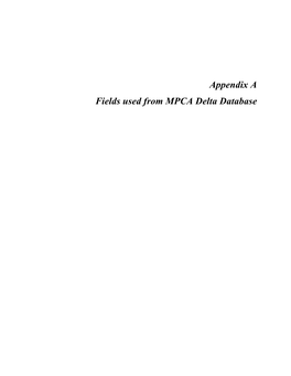 Appendix A. Fields Used from MPCA Delta Database