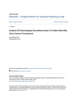 Analysis of Entomological Surveillance Data to Predict West Nile Virus Cases in Connecticut