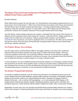 The Space-Time (And Cost) Continuum of Programmable Switches a Back to the Future Look at ROI