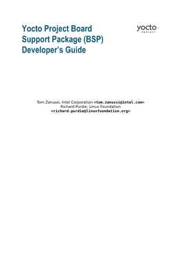 Yocto Project Board Support Package Developer's Guide
