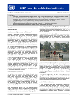 F OCHA Nepal - Fortnightly Situation Overview