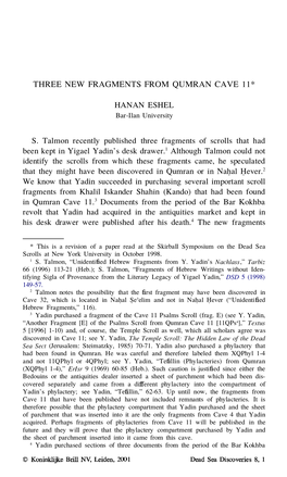 Three New Fragments from Qumran Cave 11*