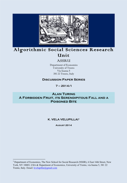 Algorithmic Social Sciences Research Unit ASSRU Department of Economics University of Trento Via Inama 5 381 22 Trento, Italy