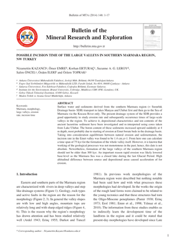 BULLETIN of the MINERAL RESEARCH and EXPLORATION Bulletin of the Foreign Edition 2014 148 ISSN : 1304 - 334X