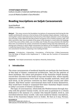 Reading Inscriptions on Seljuk Caravanserais