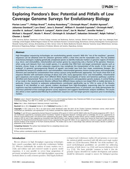 Potential and Pitfalls of Low Coverage Genome Surveys for Evolutionary Biology