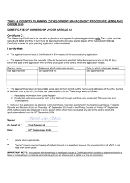 Order 2010 Certificate of Ownership Under