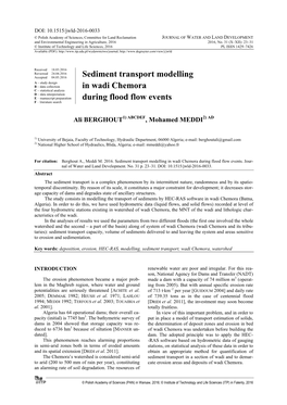 Sediment Transport Modelling in Wadi Chemora During Flood Flow Events