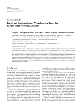 Review Article Empirical Comparison of Visualization Tools for Larger-Scale Network Analysis