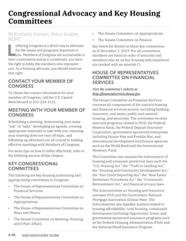 Congressional Advocacy and Key Housing Committees