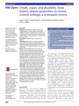 Death, Injury and Disability from Kinetic Impact Projectiles in Crowd- Control Settings: a Systematic Review