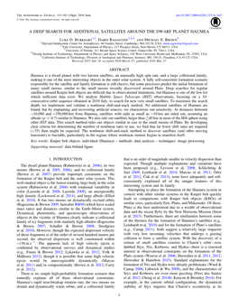 A DEEP SEARCH for ADDITIONAL SATELLITES AROUND the DWARF PLANET HAUMEA Luke D