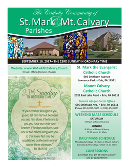 Mount Calvary Catholic Church 2022 East Lake Road • Erie, PA 16511