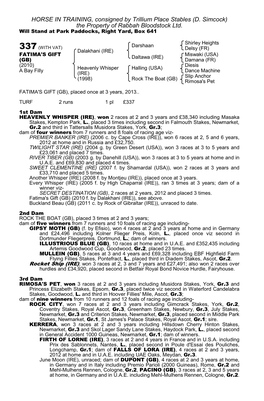 HORSE in TRAINING, Consigned by Trillium Place Stables (D. Simcock) the Property of Rabbah Bloodstock Ltd