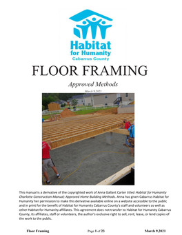 FLOOR FRAMING Approved Methods March 9,2021